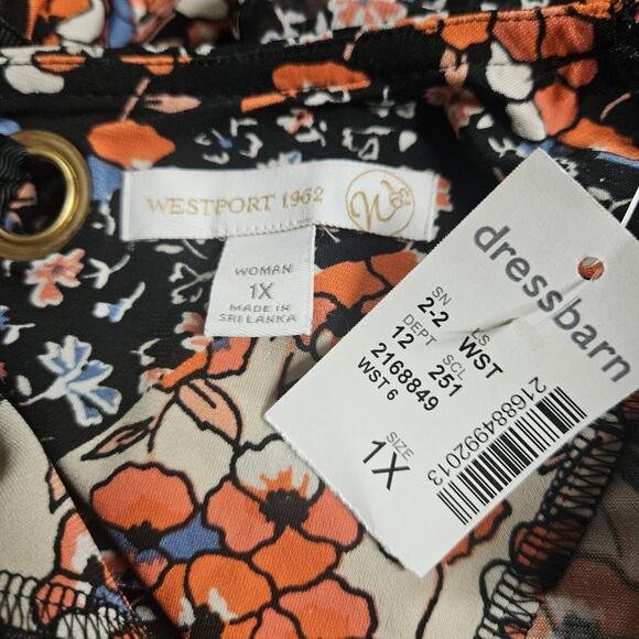 V Neck Print Shift Knee Length Dress Size 1X New with Tag - Picture 3 of 4